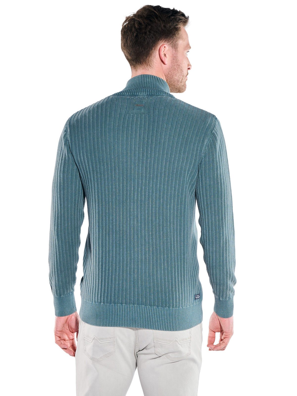 Engbers Cardigan Herren Strick-Cardigan in Jacquard-Struktur, Petrolblau