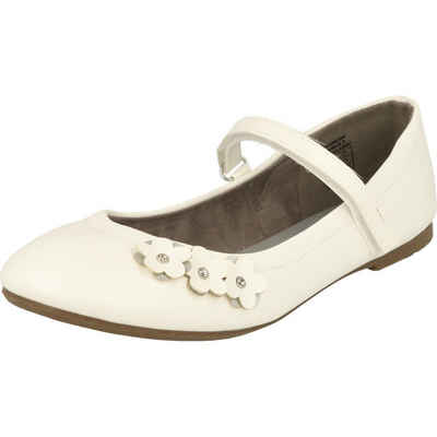 Indigo 424-075 Mädchen Schuhe Slipper geschlossen Weiß Blumen Ballerina