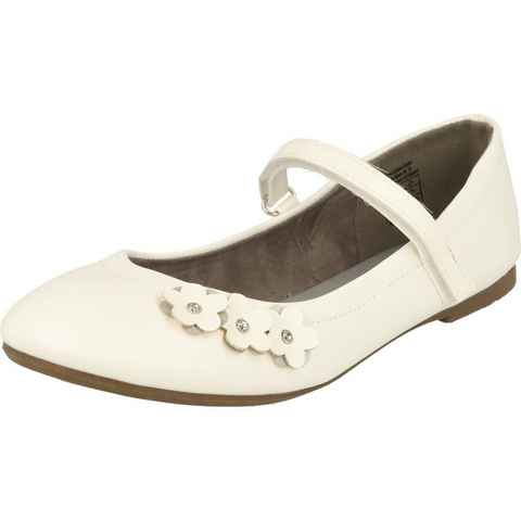 Indigo 424-075 Mädchen Schuhe Slipper geschlossen Weiß Blumen Ballerina