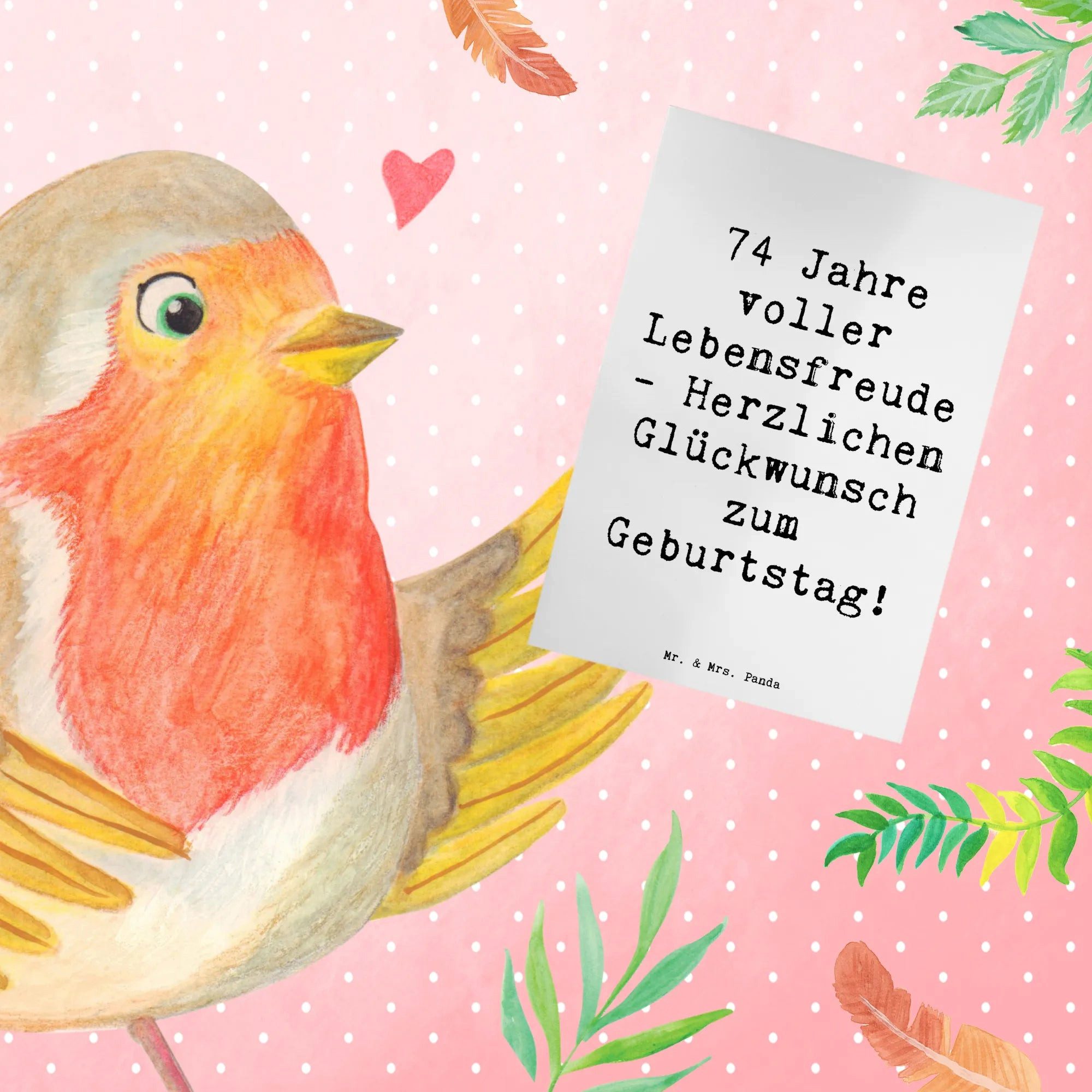 Thumbnail - Mr. & Mrs. Panda Grußkarte Spruch 74. Geburtstag Lebensfreude - Weiß - Geschenk, Geburtstagswüns, Handgefertigt