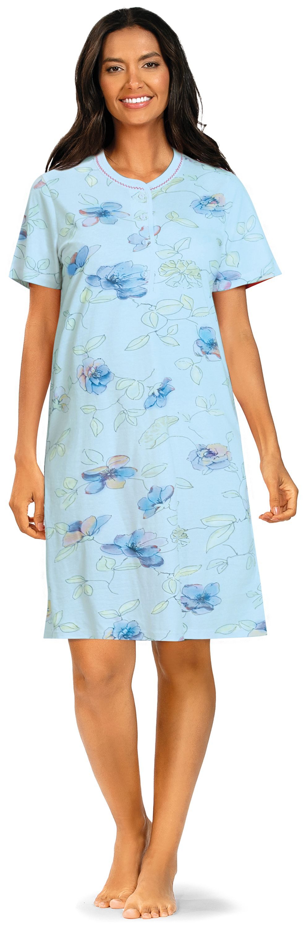comtessa Nachthemd Dreamy breeze (Set, 1-tlg., 1-teilig) Damen Sleepshirt ca.105cm Schlafshirt geknöpft Baumwolle große Größen