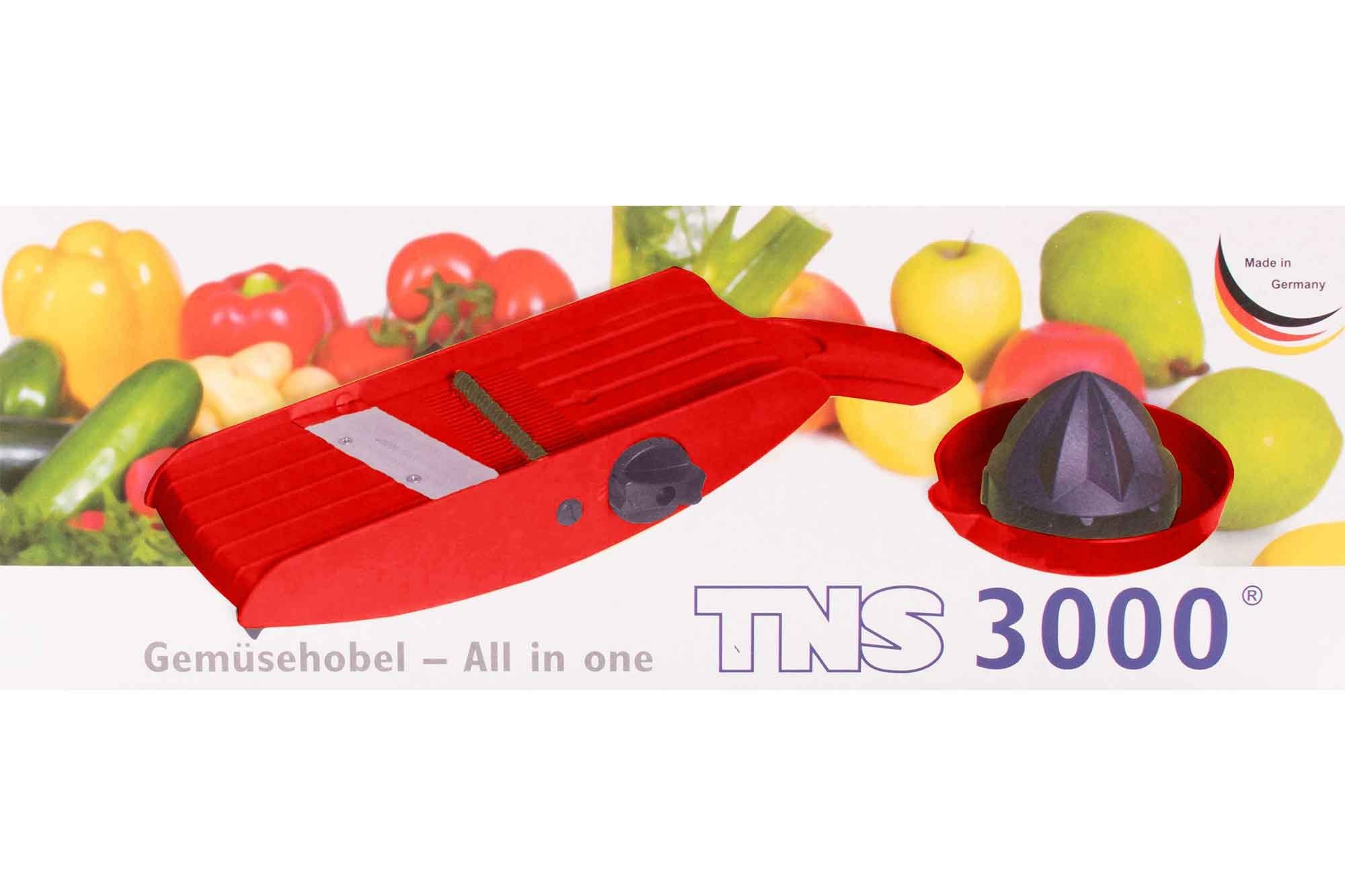 Gemüsehobel TNS 3000 GEMÜSEHOBEL Multireibe, Gurkenhobel, Julienne Schneider "ALL, Kunststoff, (mit Restehalter, 2-St), 32 Einstellmöglichkeiten