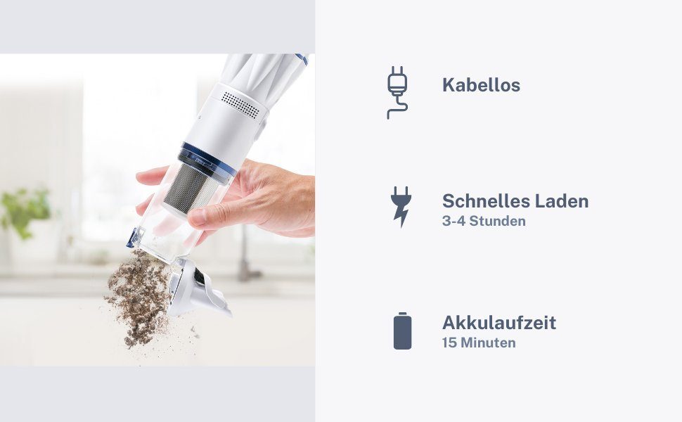 Genius Akku-Handstaubsauger INVICTUS ONE 1.0 Handstaubsauger Set 12-tlg., 12-TLG grau - Handsauger beutellos & kabellos mit 11000PA