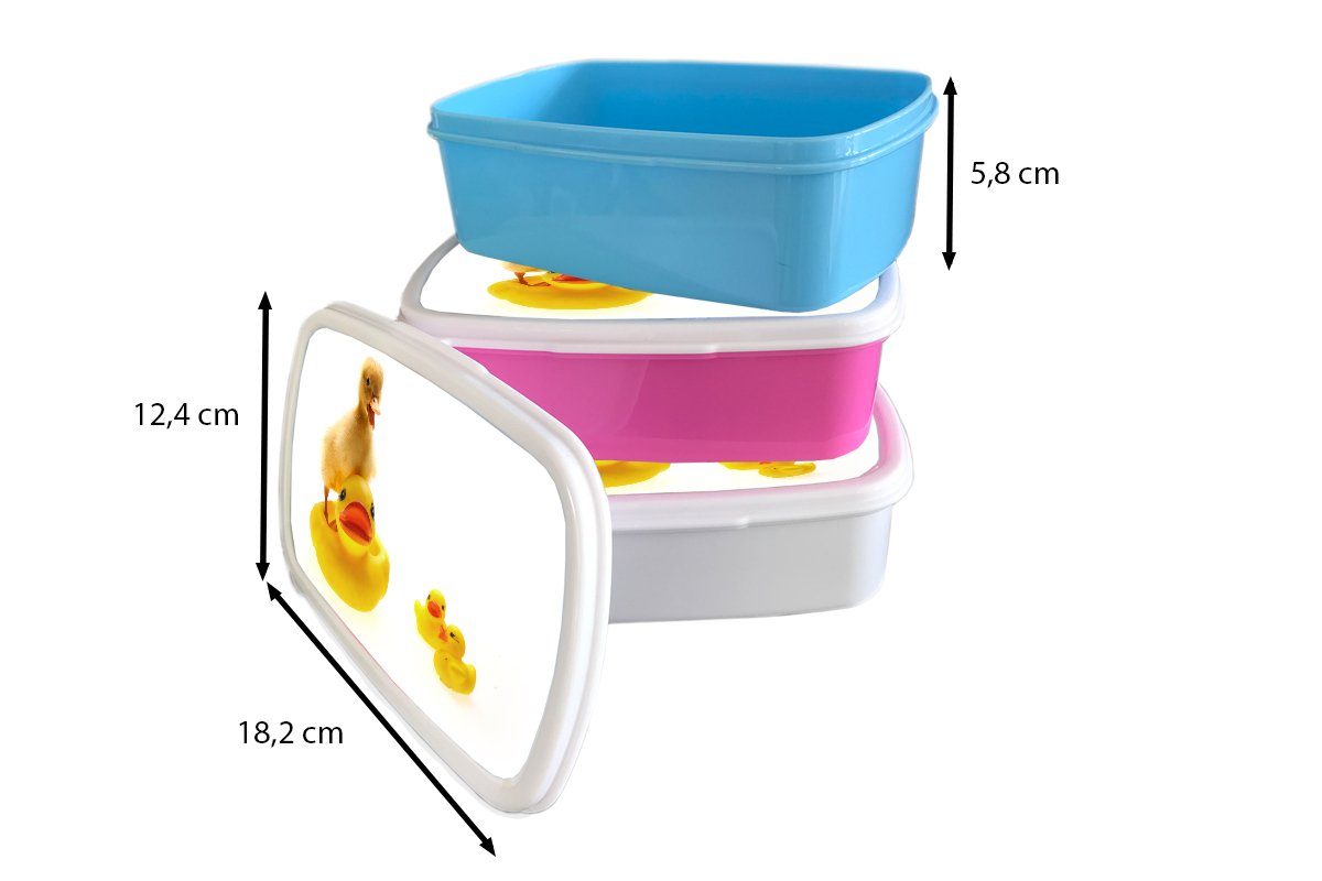 MuchoWow Lunchbox Baby-Ente Jungs Brotbox Mädchen der für und für Badewanne, Erwachsene, Kinder Brotdose, (2-tlg), Kunststoff, in weiß und