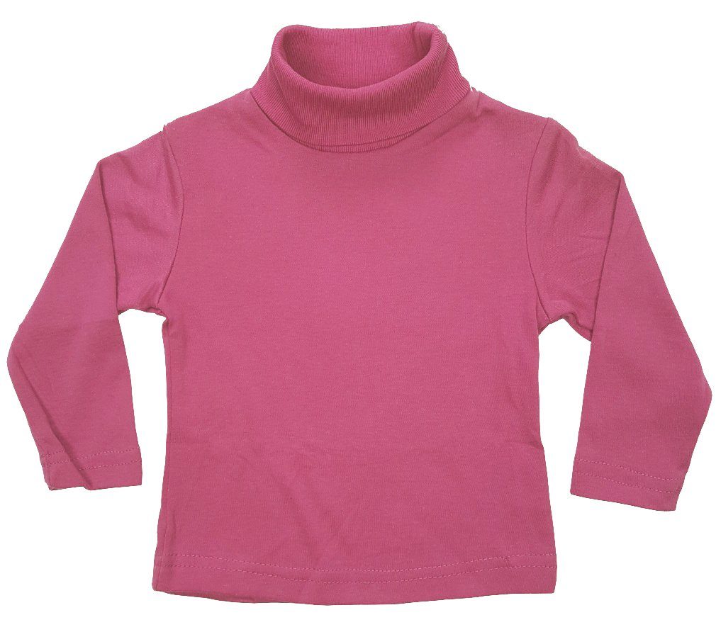 Girls Fashion Langarmshirt Rolli, Langarmshirt mit Rollkragen Shirt, MS11 Rosa