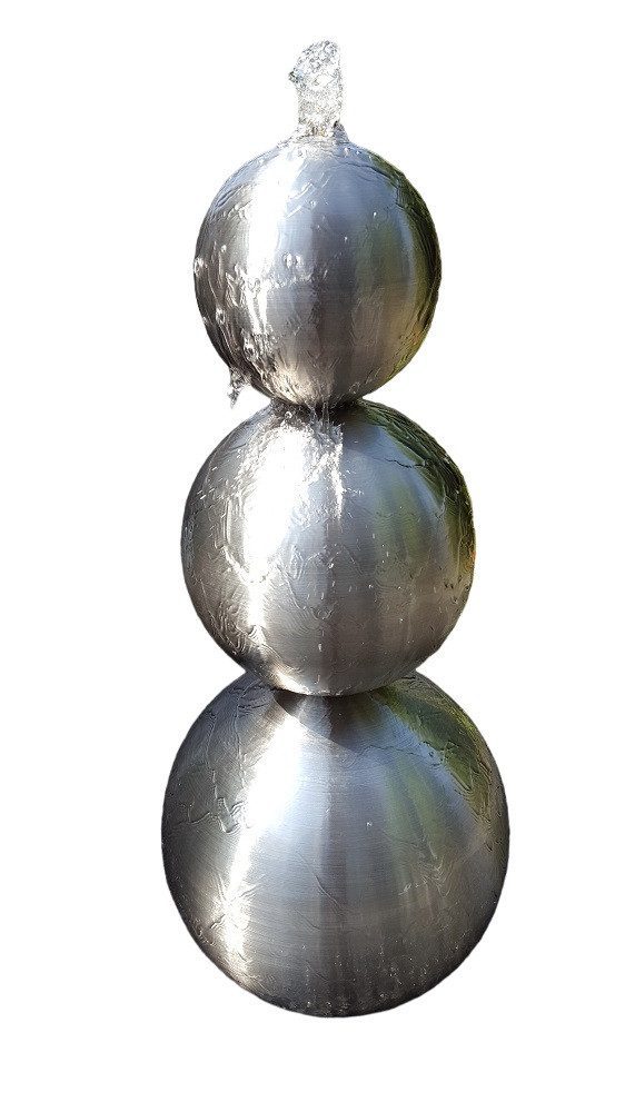 Jürgen Bocker - Gartenambiente Gartenbrunnen Kugelturm Sylt Edelstahl matt mit LED-Beleuchtung Gartenbrunnen