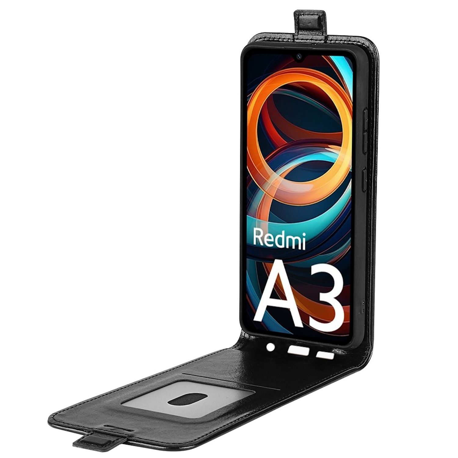 Wigento Handyhülle Für Xiaomi Redmi A3 Flip Handy Tasche Schwarz Hülle Case Cover Schutz