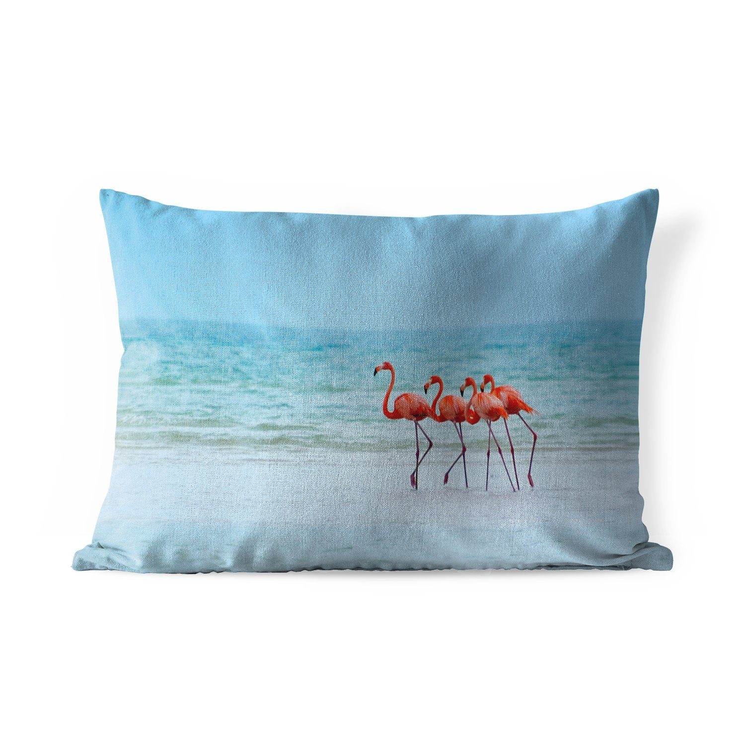 Polyester, der Outdoor-Dekorationskissen, von Flamingos an Dekokissenbezug, Mexiko, Küste Kissenhülle MuchoWow Dekokissen