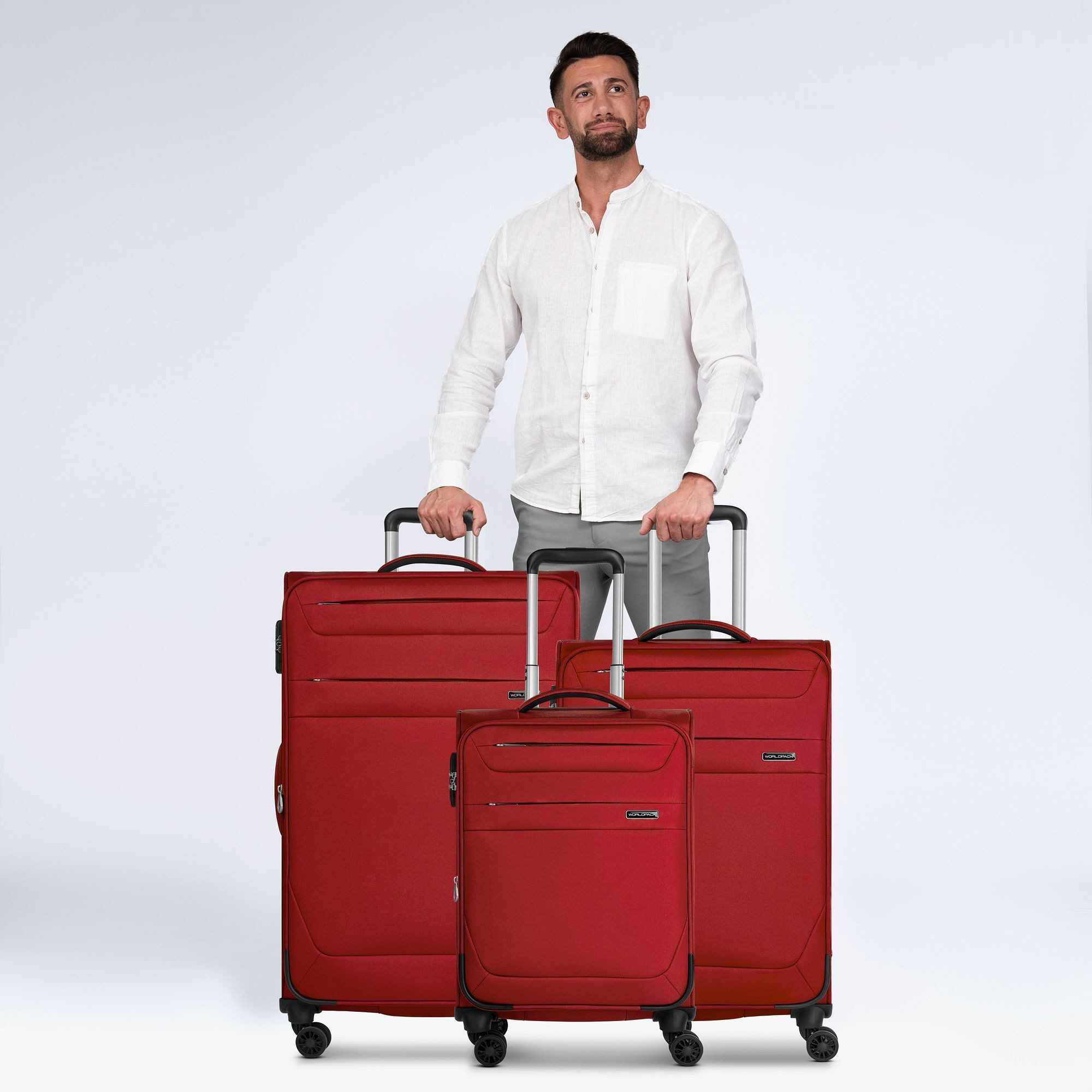 WORLDPACK Trolleyset Chicago, 4 Rollen, (3-teilig, 3 tlg), Polyester