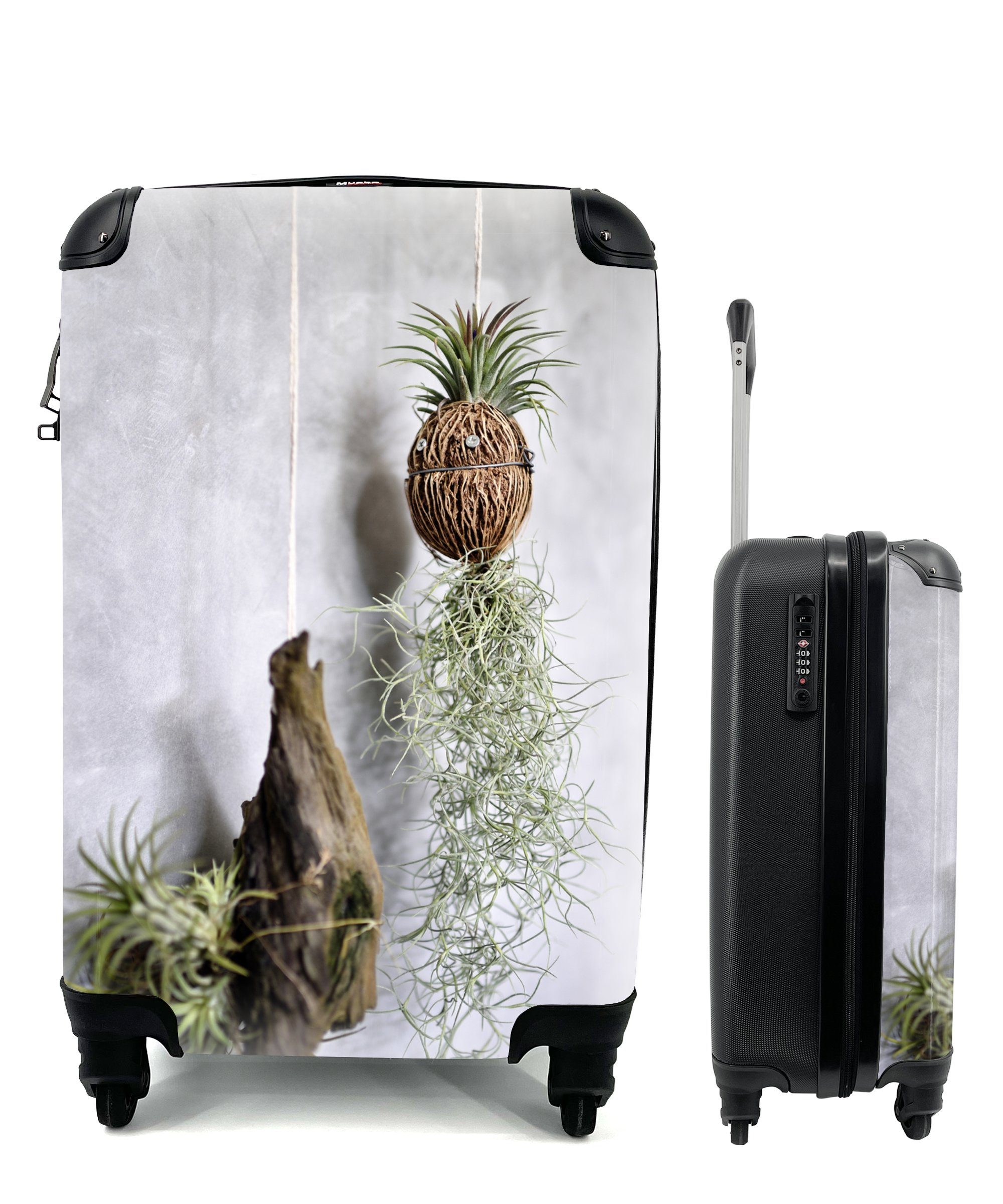 MuchoWow Handgepäckkoffer Hängepflanzen in Form einer Ananas, 4 Rollen, Reisetasche mit rollen, Handgepäck für Ferien, Trolley, Reisekoffer