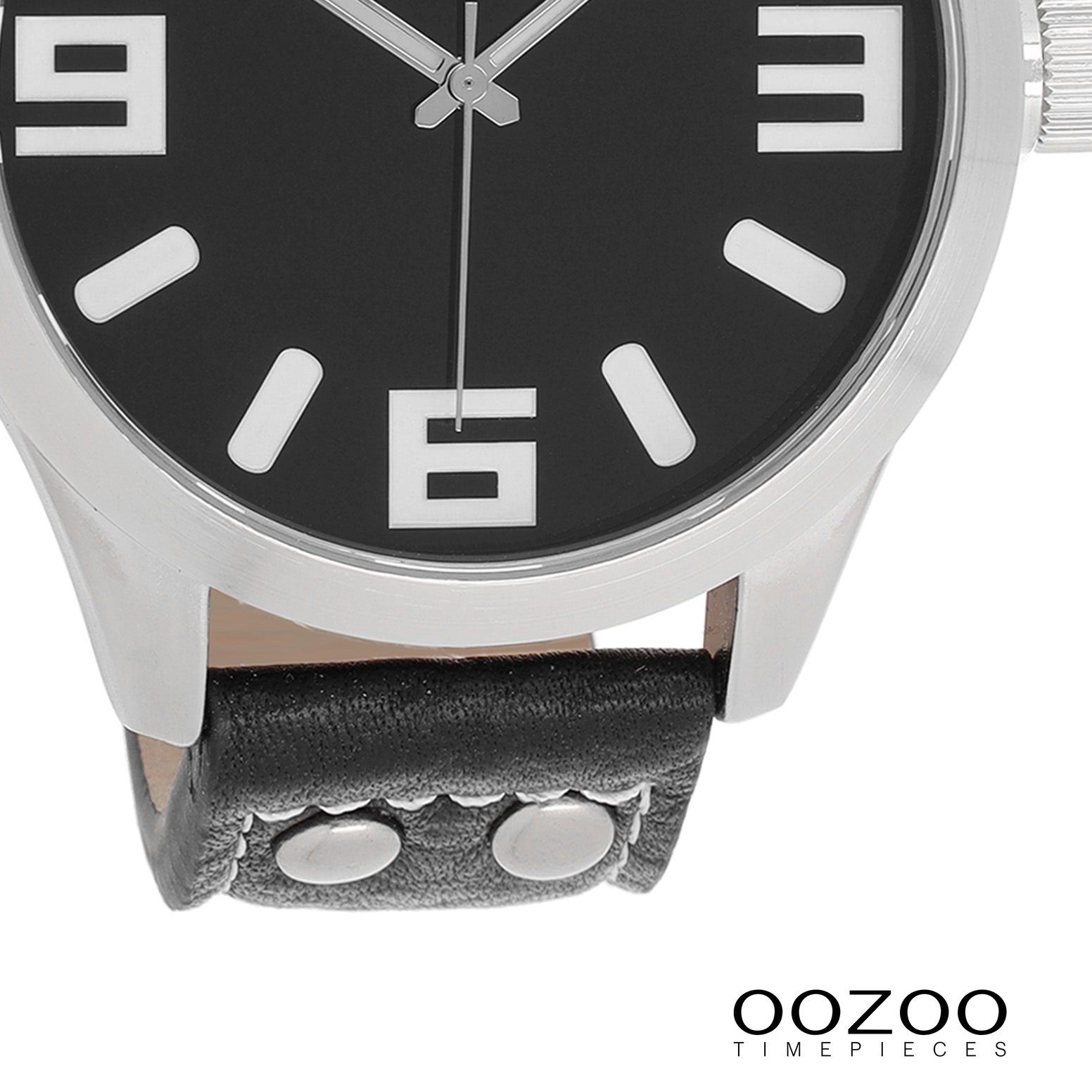 OOZOO Quarzuhr Oozoo Unisex Armbanduhr Timepieces Analog, (Analoguhr), Herren, Damenuhr rund, groß (ca. 51mm) Lederarmband, Fashion-Style