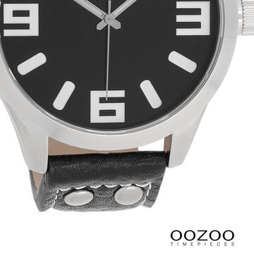 OOZOO Quarzuhr Oozoo Unisex Armbanduhr Timepieces Analog, (Analoguhr), Herren, Damenuhr rund, groß (ca. 51mm) Lederarmband, Fashion-Style