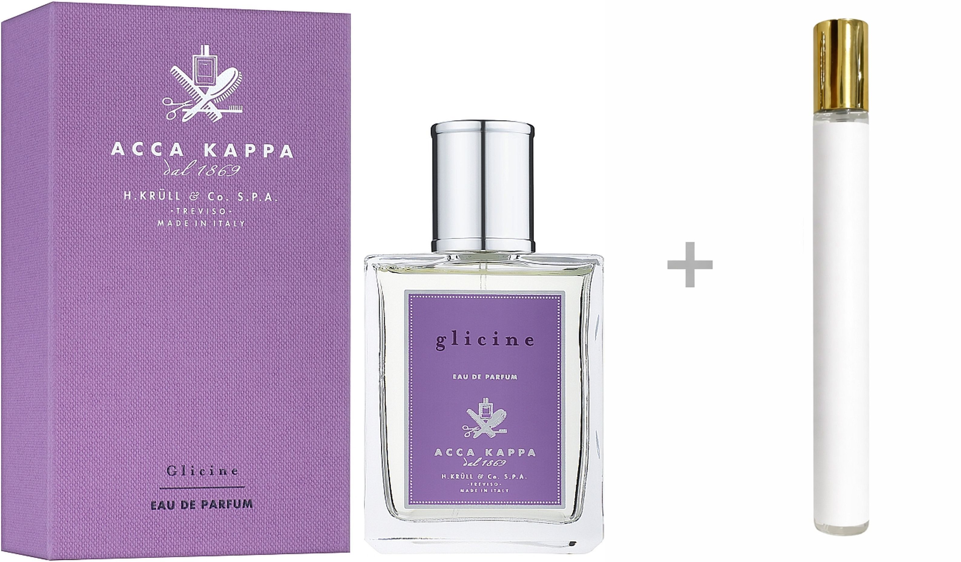 Acca Kappa Duft-Set Wisteria Glicine Eau de Parfum (EDP) Damen Spray mit Reiseduft, Fruchtig-blumiger Duft mit Zitrone, Melone, Vanille und Moschus