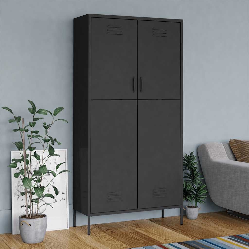 furnicato Kleiderschrank Mehrzweckschrank Anthrazit 90 x 50 x 180 cm aus Stahl (1-St)