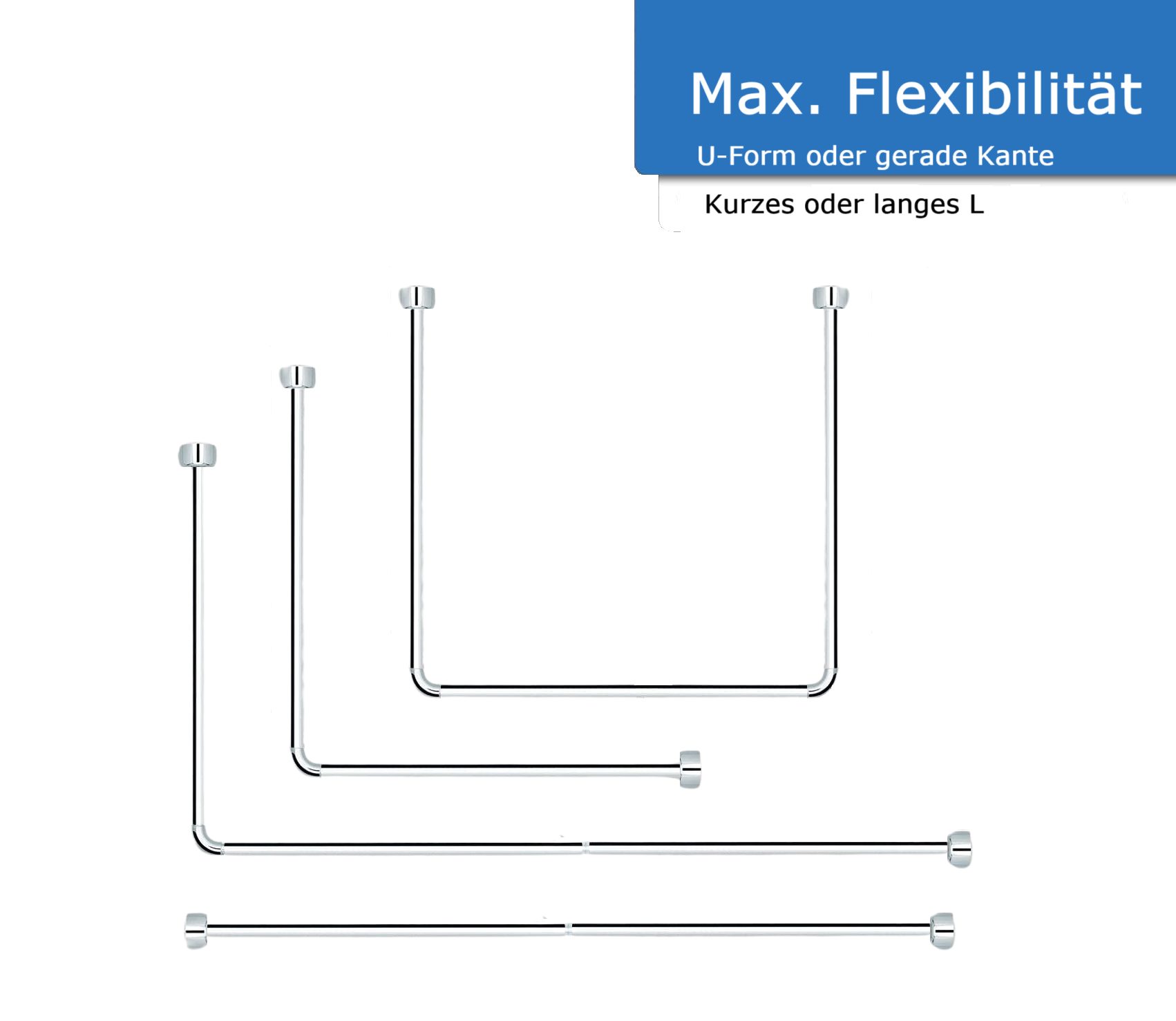 Libaro Duschvorhang stange Duschstange L-Form & U-Form Duschvorhangstange B günstig online kaufen