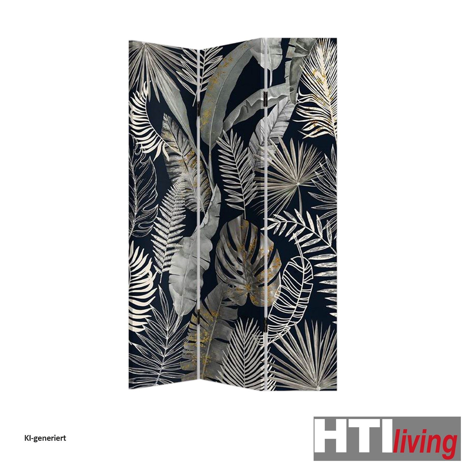 HTI-Living Paravent Paravent Gold Silber Leaves (Stück, 1 St., 1 Paravent), Raumteiler Sichtschutz Trennwand