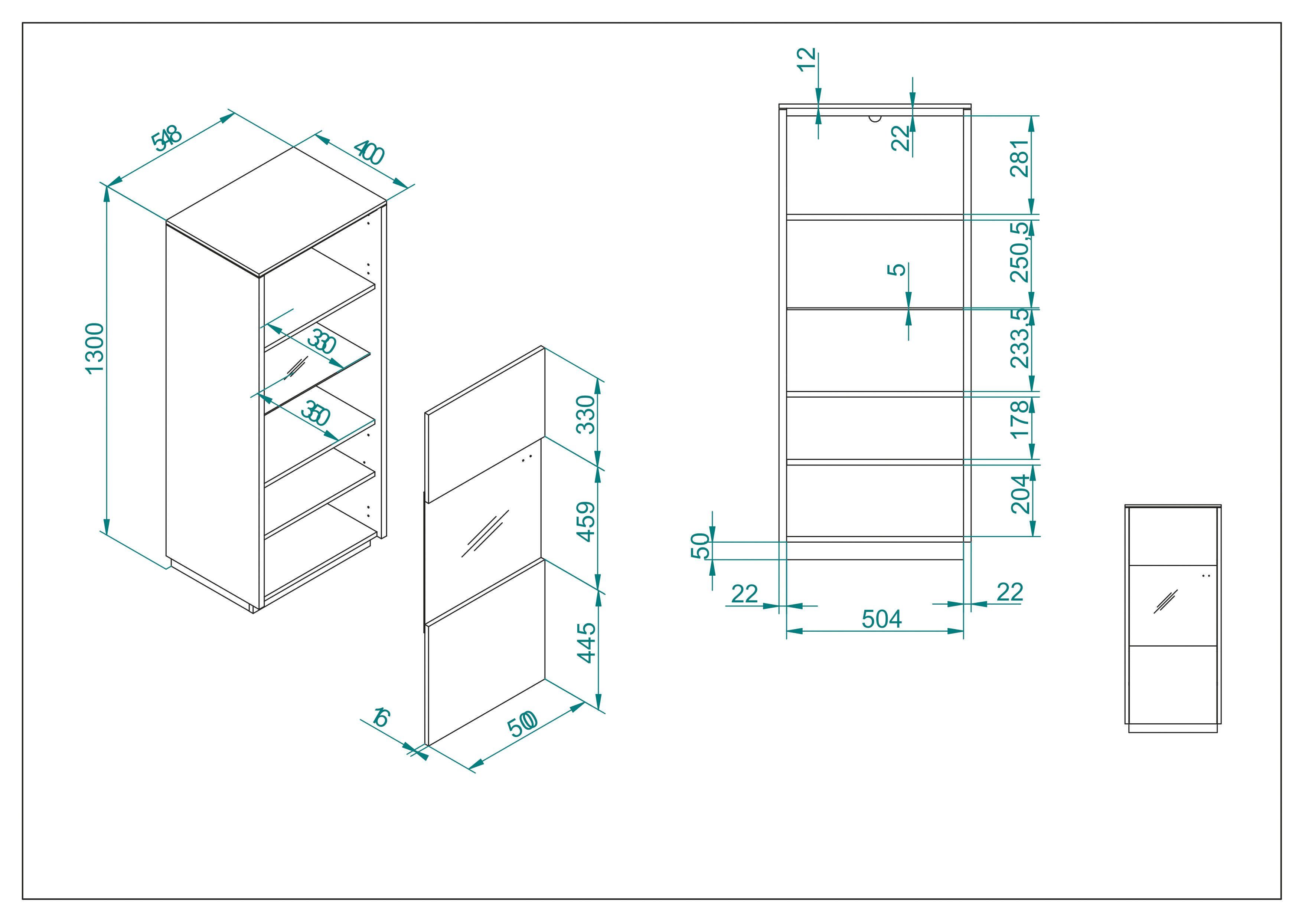 ca. LARGO Soft-Close-Funktion, cm 130 Vitrine Höhe INOSIGN