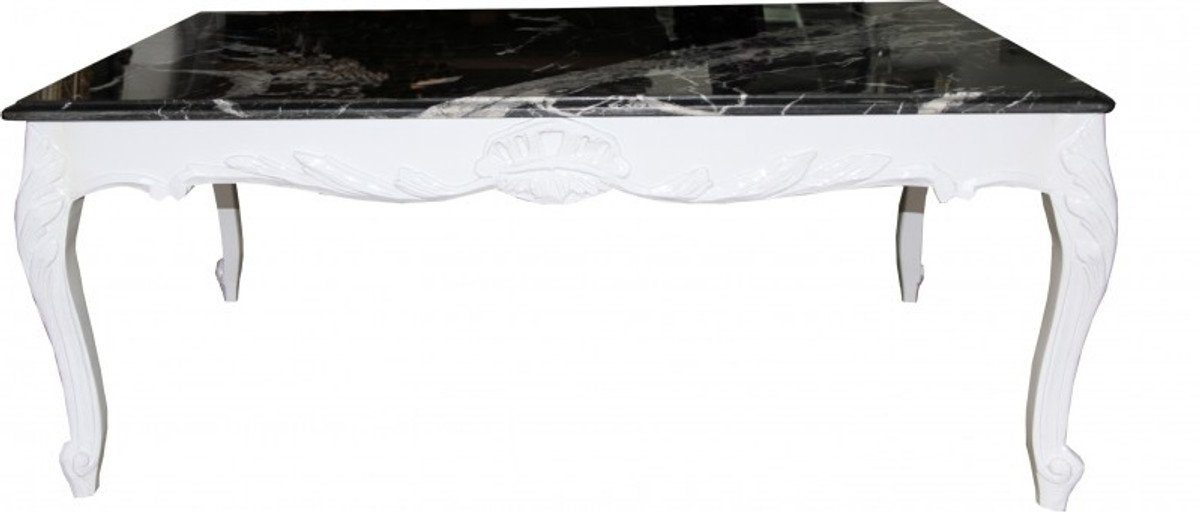 Casa Padrino Couchtisch Barock Couchtisch Weiß mit Marmorplatte 120 x 80 cm - Limited Edition