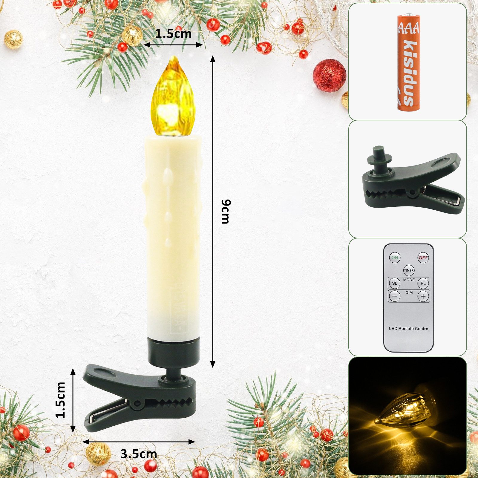 OZAVO LED-Kerze LZ20-40. mit Batterie Weihnachtsbaum günstig online kaufen