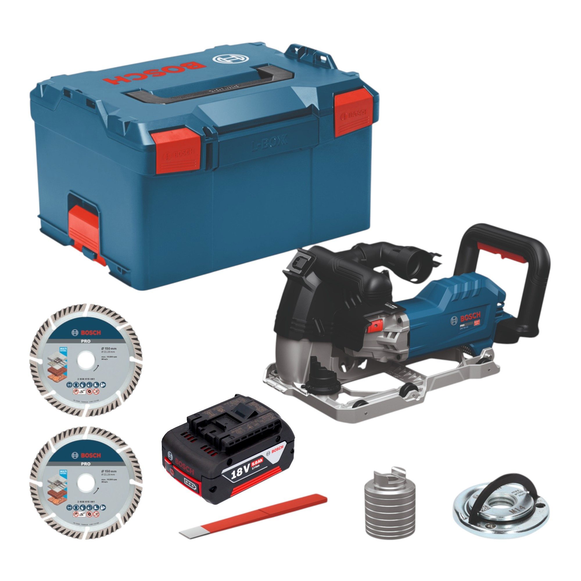 Bosch Professional Nutfräse GNF 18V-40 Akku Mauernutfräse 18 V 40 mm Brushless + 1x Akku 5,0 Ah