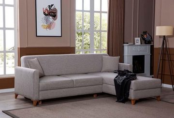 JVmoebel Ecksofa Hellgraues Stoffsofa Wohnzimmer Designer Couch Luxuriöses Ecksofa, 1 Teile, Made in Europa