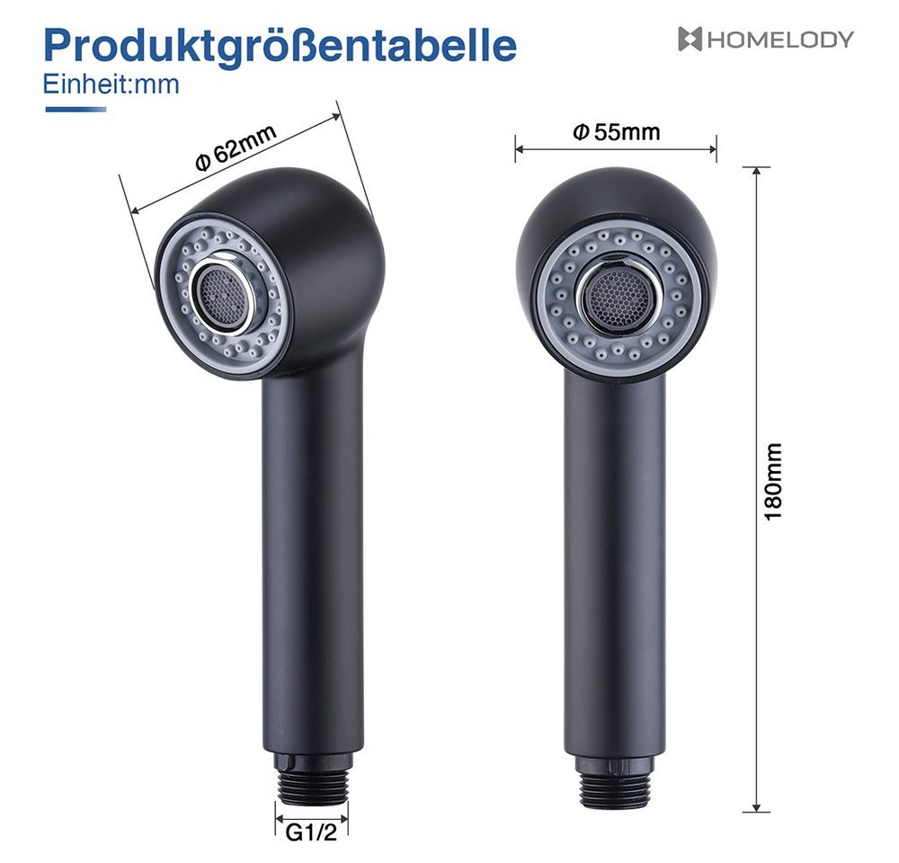 Thumbnail - aihom Küchenarmatur 2 Strahlarten gebürstet Ersatzhandbrause Spülbrause Brausekopf
