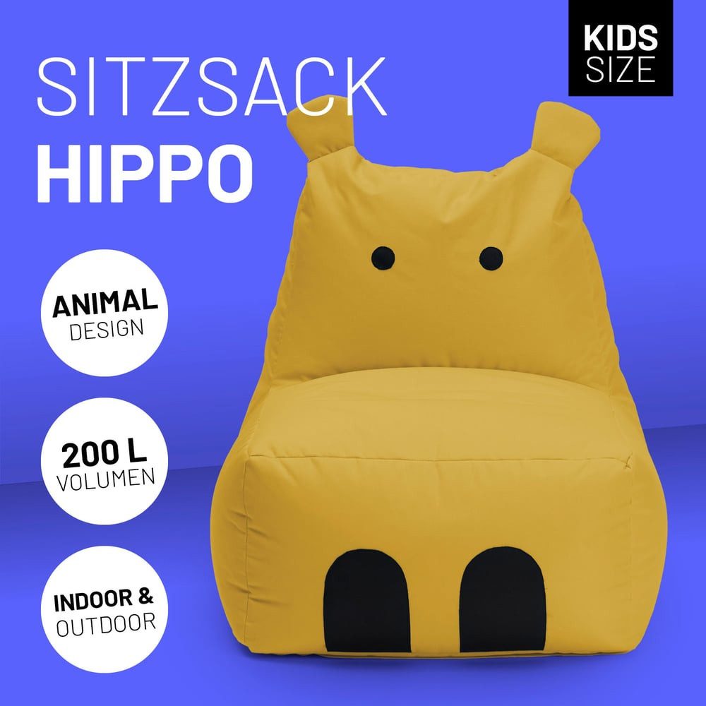 Lumaland Sitzsack Kinder Hippo Tier Kissen 80x70x65 cm, Wohlfühl Sitzkissen günstig online kaufen