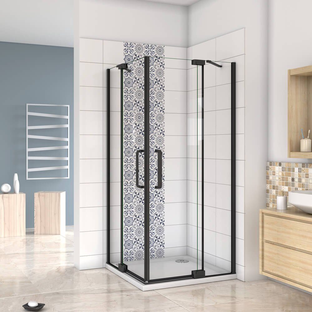 Eckdusche 8mm Nano Glas Duschkabine Duschtür Drehtür Schwingtür Pendeltür Dusche