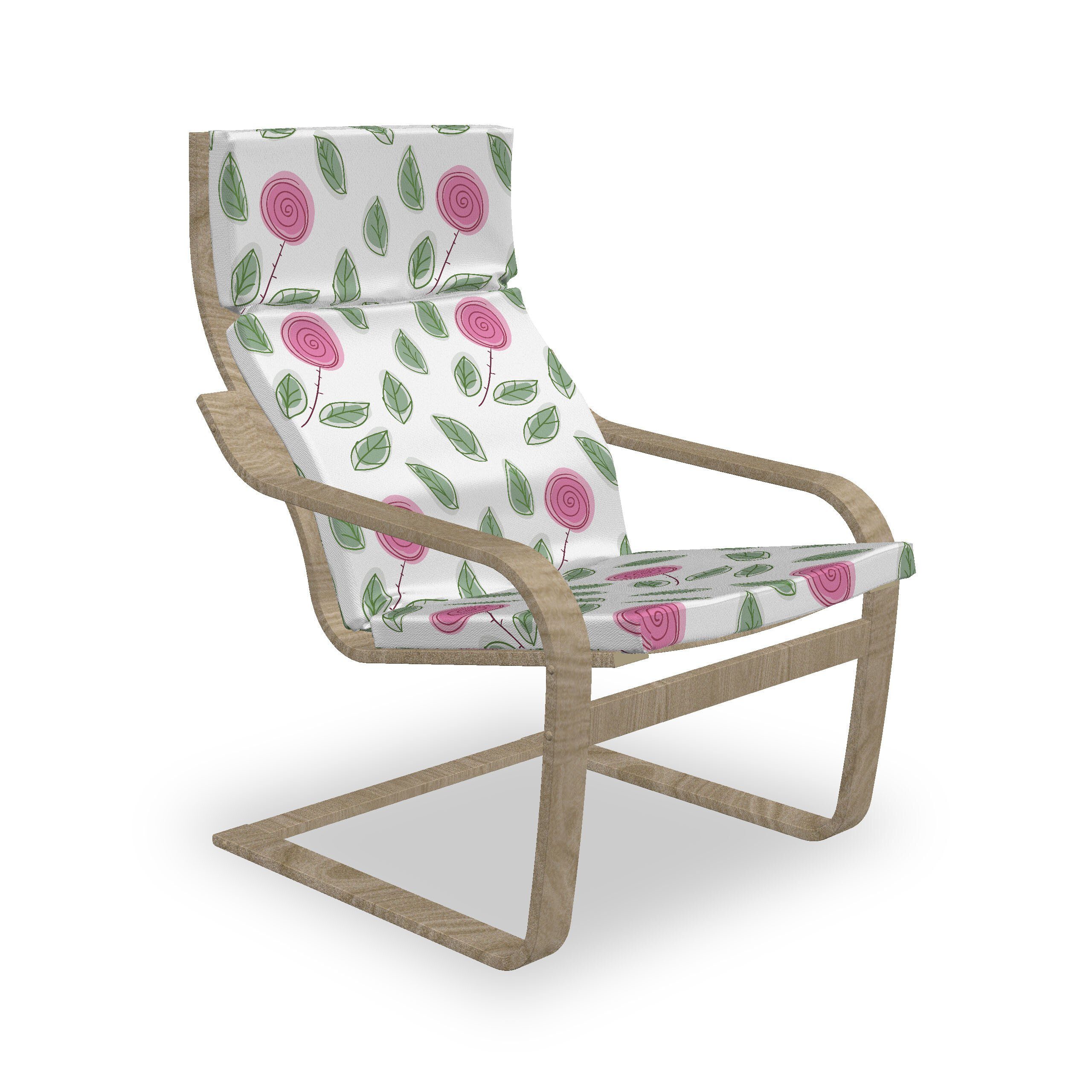 mit und Stuhlkissen rosa Style mit Reißverschluss, Sitzkissen Stuhlkissen Modern Hakenschlaufe Blüten Abakuhaus Rose