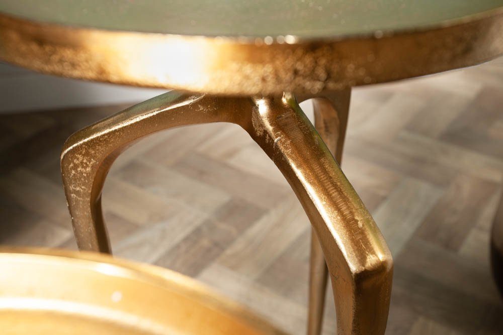 Beistelltisch riess-ambiente · 59cm ABSTRACT Shabby · Chic gold 2-St), Tisch · Wohnzimmer (Set, rund Metall ·
