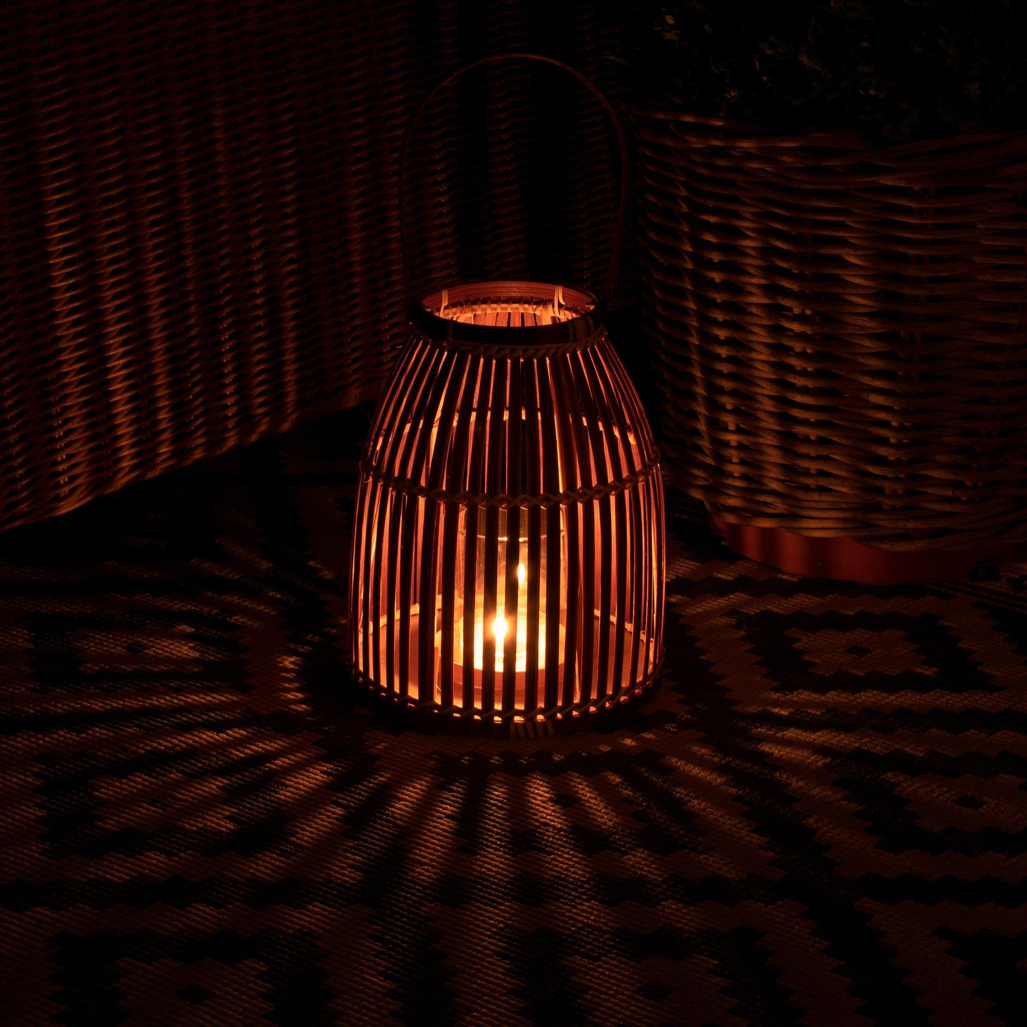 BOURGH Laterne RIPOSTO Bambus Windlicht mit - / Glaseinsatz Kerzenhalter Dekoration