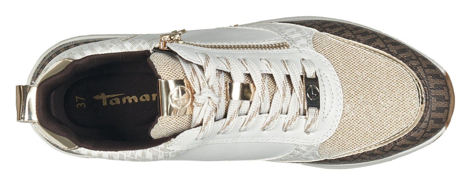 kombiniert Sneaker Metallic-Details offwhite Tamaris mit trendigen
