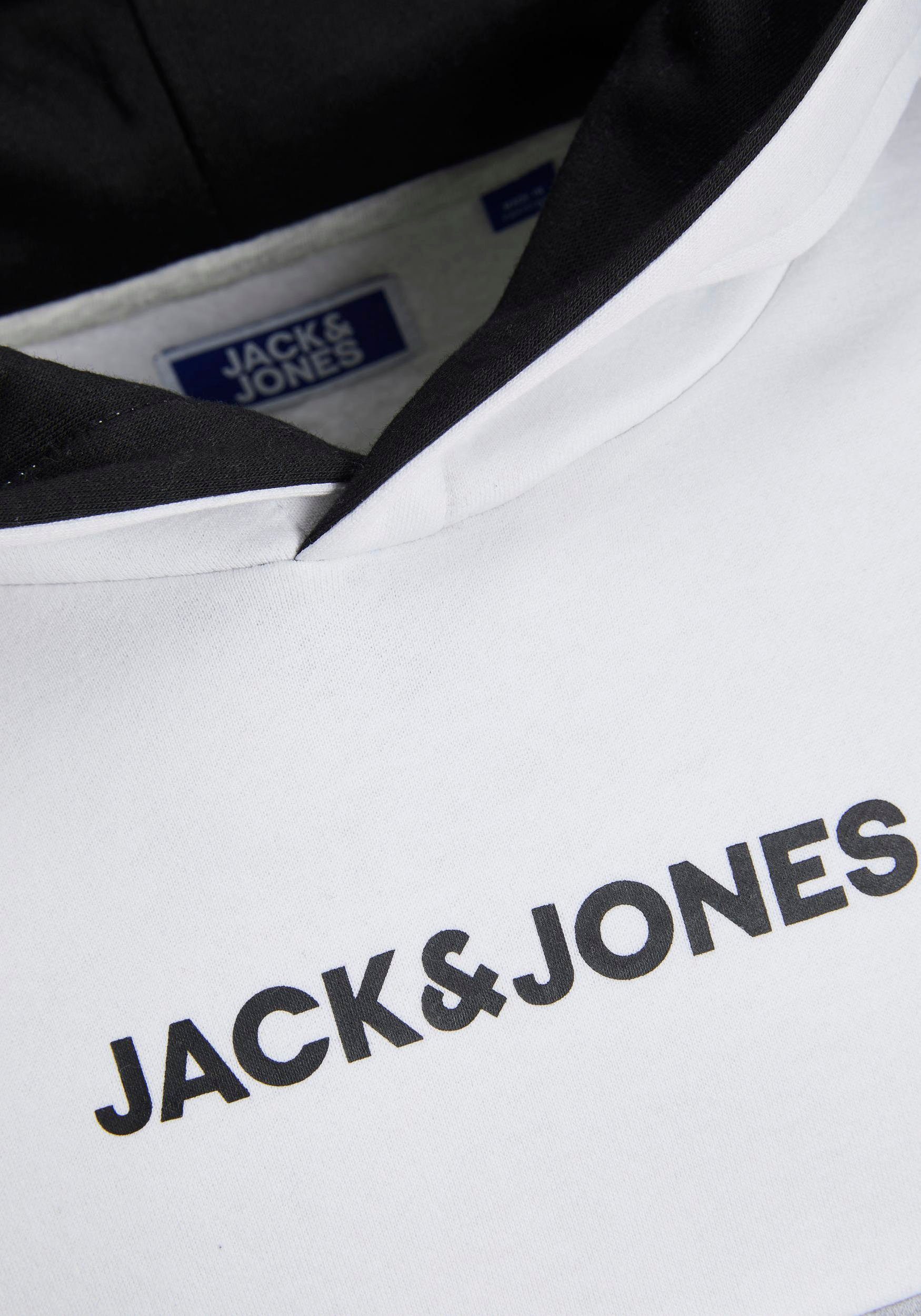 Jack JJEREID Jones SWEAT JNR HOOD & Junior Hoodie White BLOCKING SN