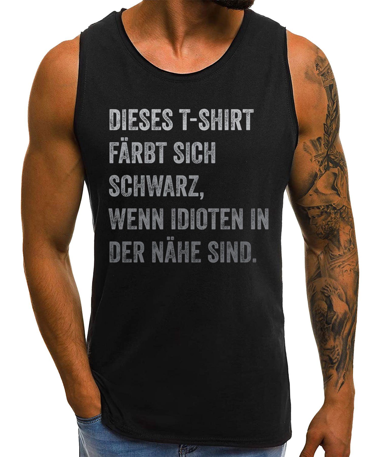 Quattro Formatee Achselhemd Dieses Schwarz Färbt Spruch T-Shirt sich Statement (1-St) Herren Lustiger 