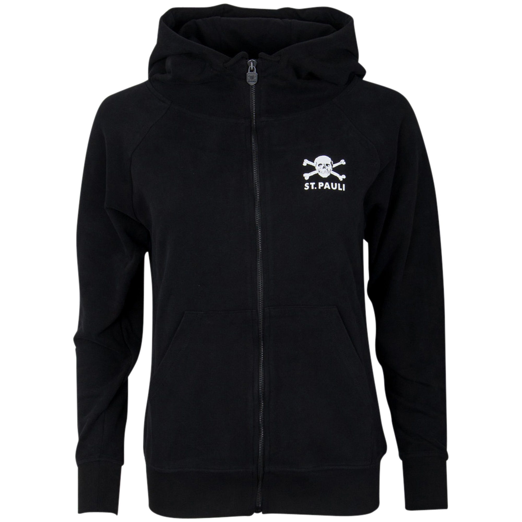FC St. Pauli Kapuzenfleecejacke Basic Totenkopf Klein (Schwarz) tailliert günstig online kaufen