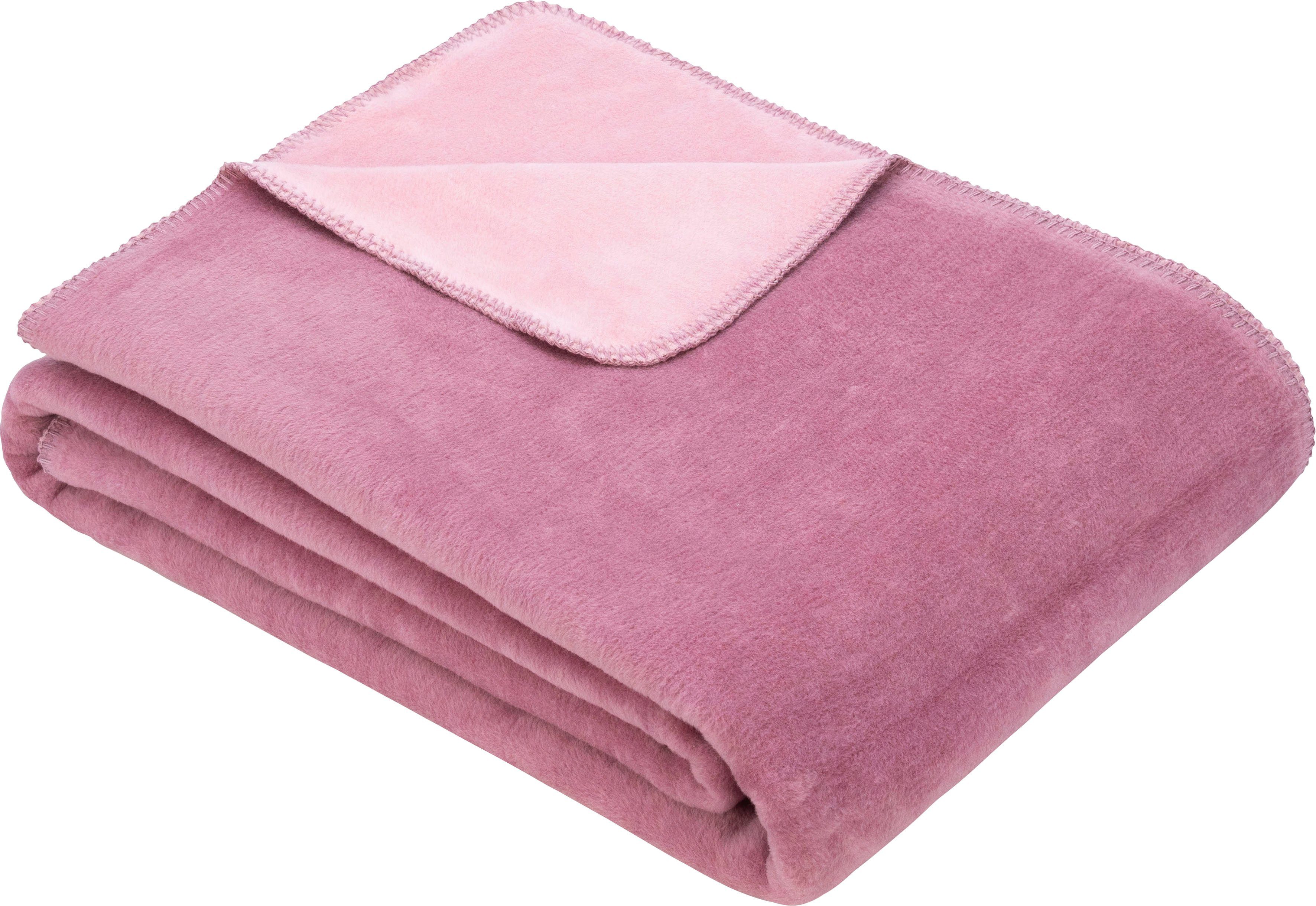 Wohndecke Jacquard Decke Dublin, IBENA, in trendigen Pastellfarben rosa/dunkelrosa