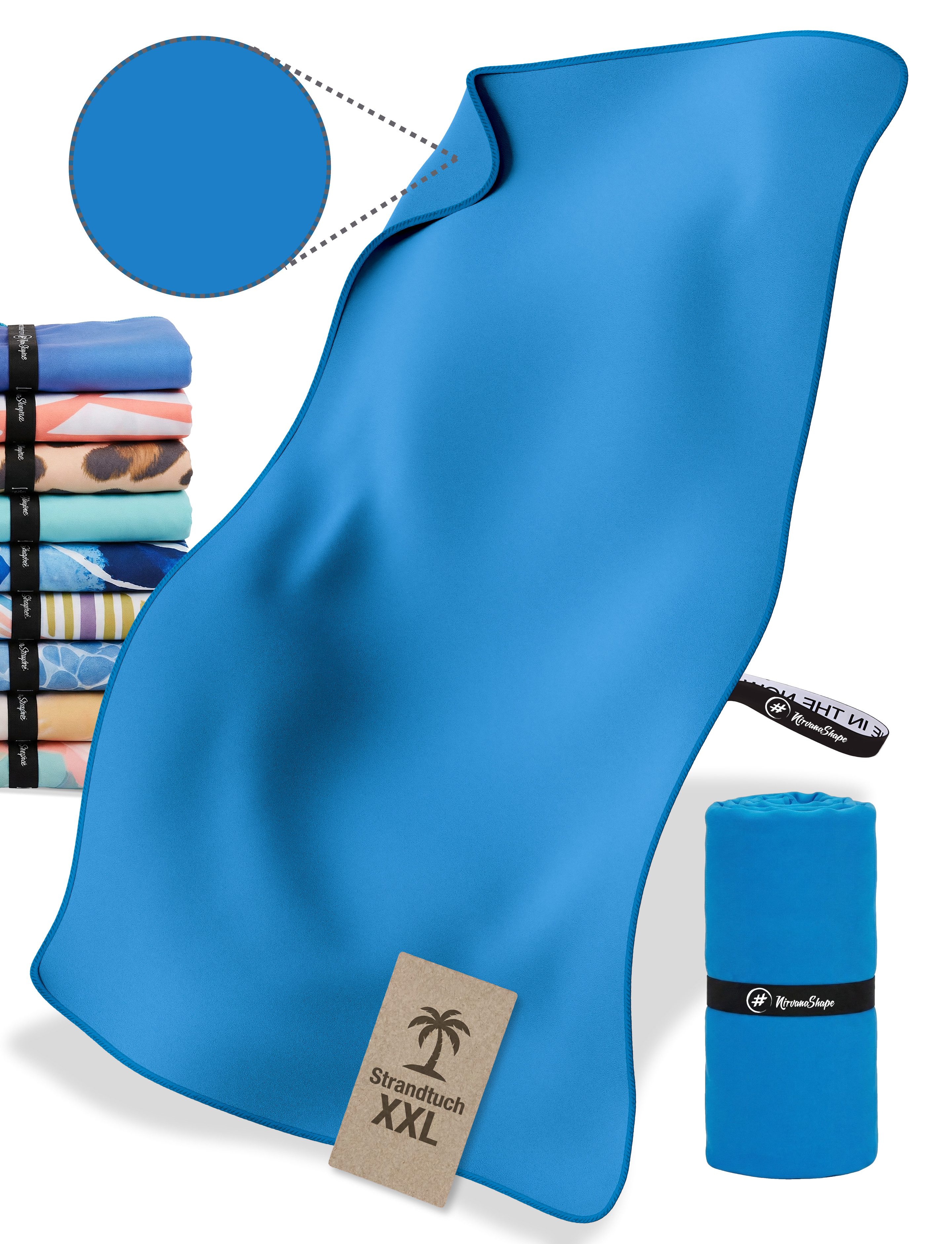 NirvanaShape Strandtuch Reise Handtuch Strandtuch XXL - Strandhandtuch, Mikrofaser Badetuch