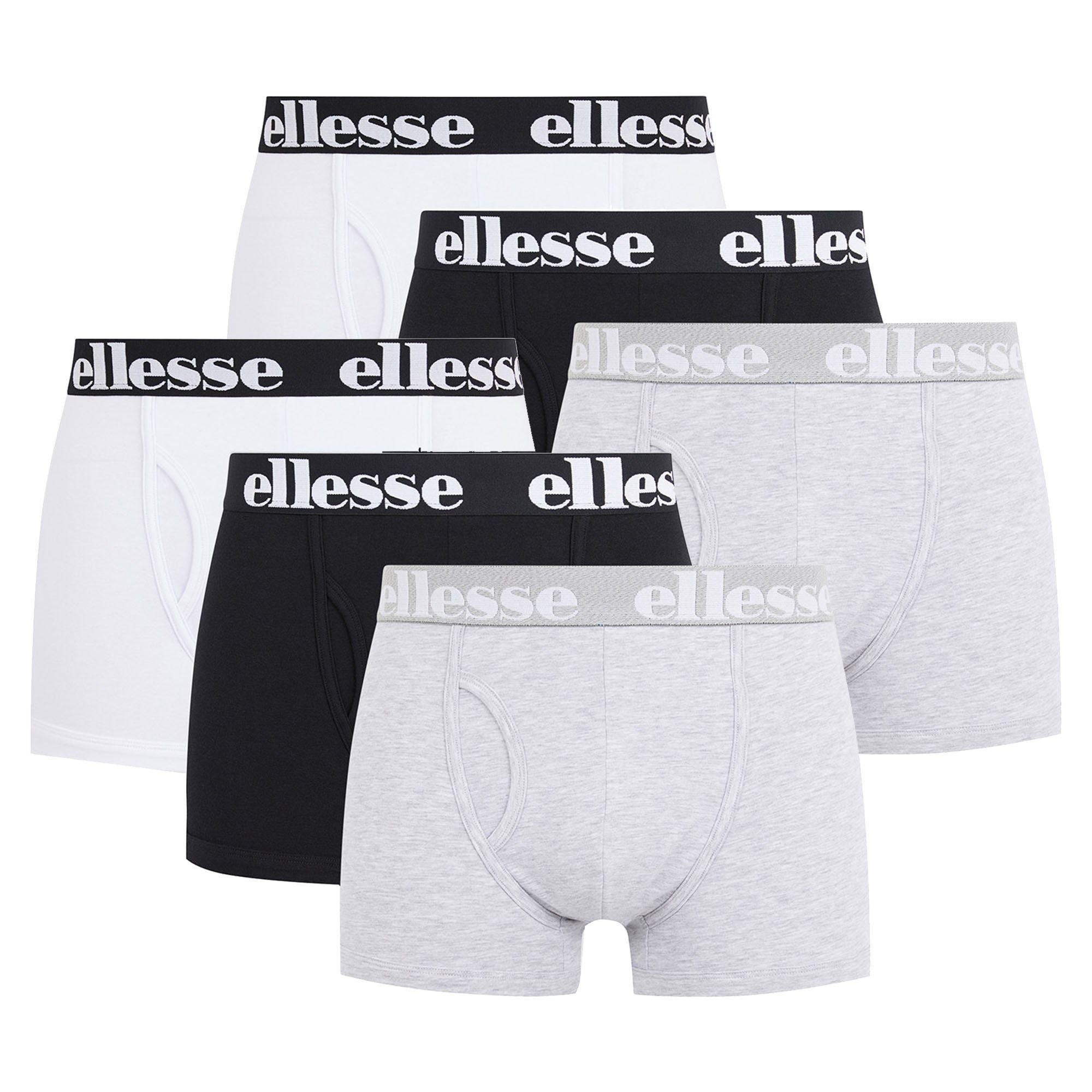 Ellesse Boxer Herren Boxer Shorts HALI, 6er Pack - Fashion Schwarz/Grau/Weiß