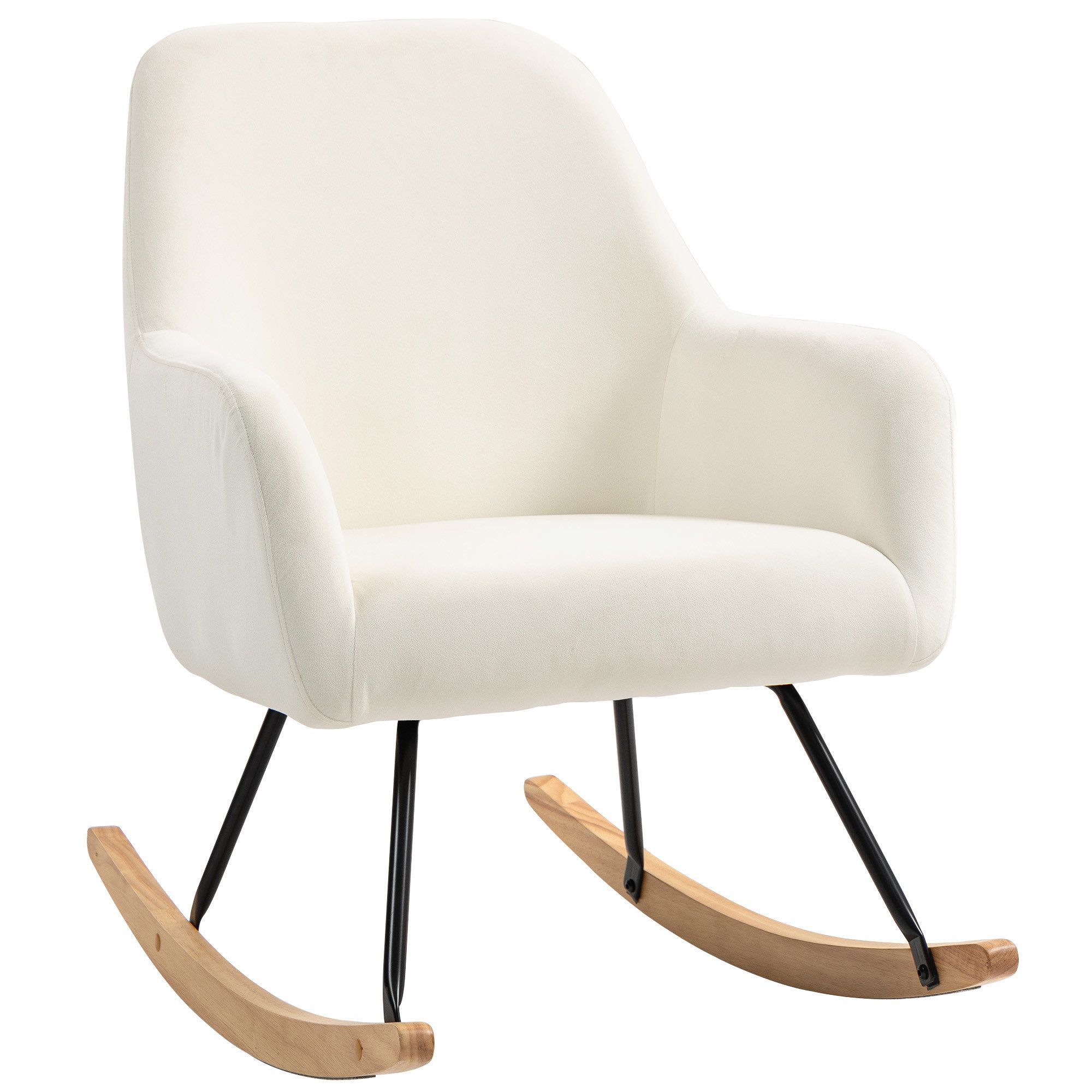 HOMCOM Schaukelstuhl Samtgepolsterter Akzentstuhl, Sessel mit breiter Rücke günstig online kaufen