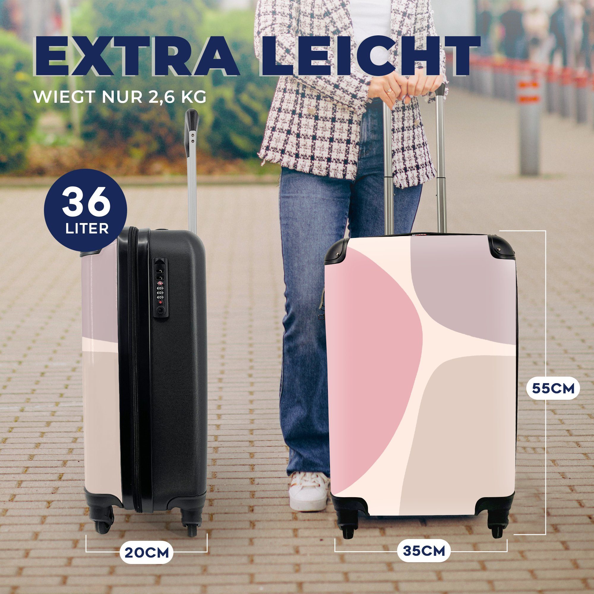 4 Minimalismus, Reisekoffer Pastell Gestaltung - Handgepäck Ferien, für mit rollen, Reisetasche MuchoWow Trolley, Rollen, Handgepäckkoffer -