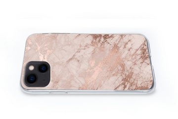 MuchoWow Handyhülle Marmor - Rosa - Luxus - Marmoroptik - Glitzer - Design, Handyhülle Apple iPhone 13, Smartphone-Bumper, Print, Handy
