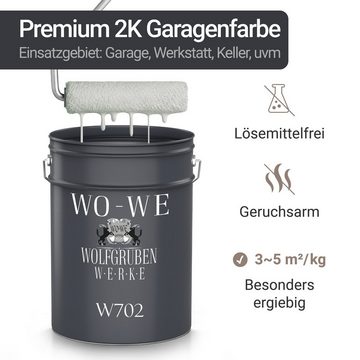 WO-WE Bodenversiegelung 2K Garagenfarbe Bodenbeschichtung W702, 2,5-20Kg, Seidenglänzend, Epoxidharz