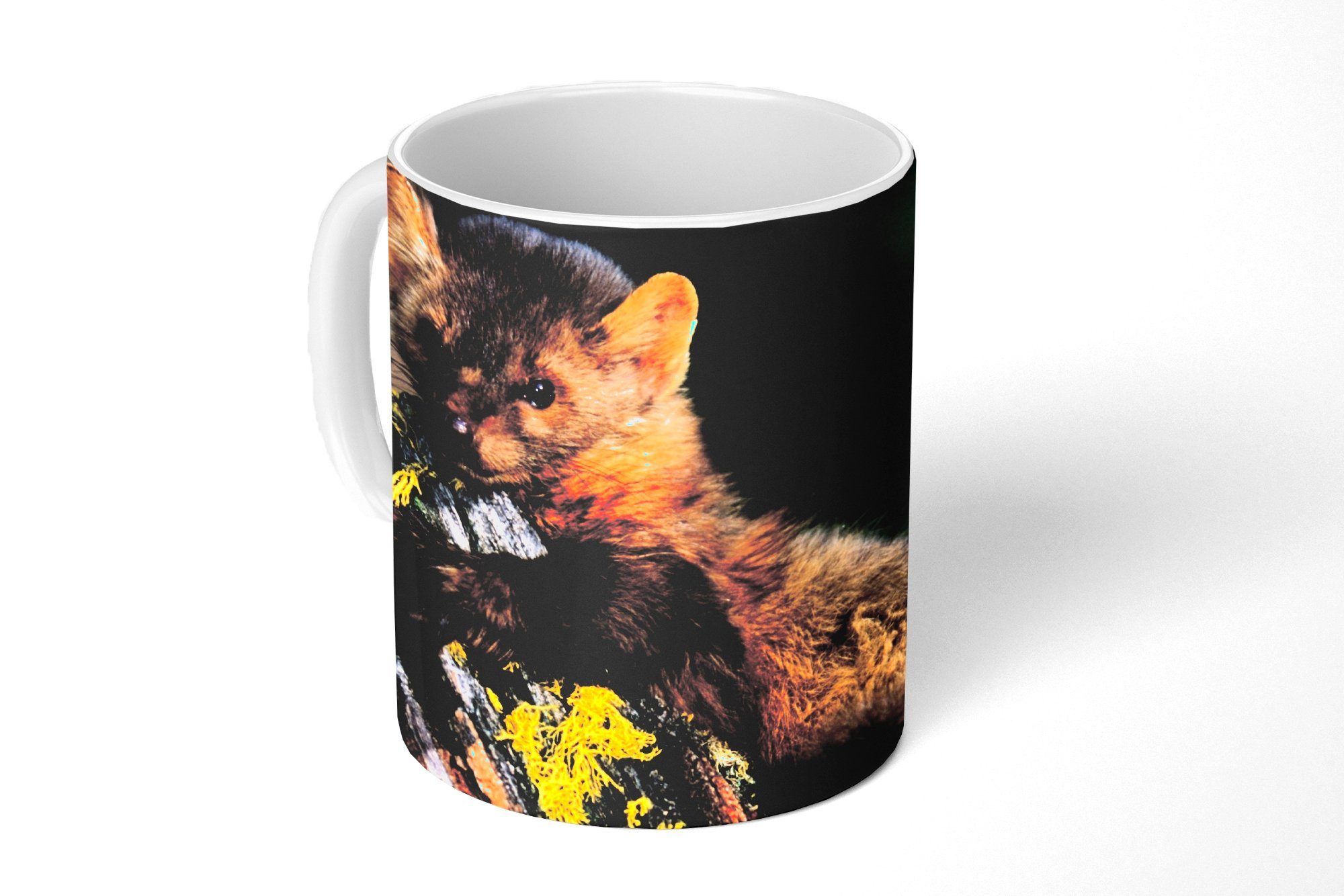 MuchoWow Tasse Tasse Kaffeetasse Kaffeebecher 350 ml Marder - Baum - Wald Teetasse, 1-tlg., Tasse, Tasse Geschenk Becher Kaffeetasse
