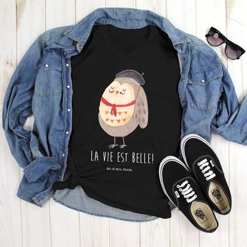 Mr. & Mrs. Panda T-Shirt Eule Französisch - Schwarz - Geschenk, Lustiges T-Shirt, Schlafshirt, (1-tlg)