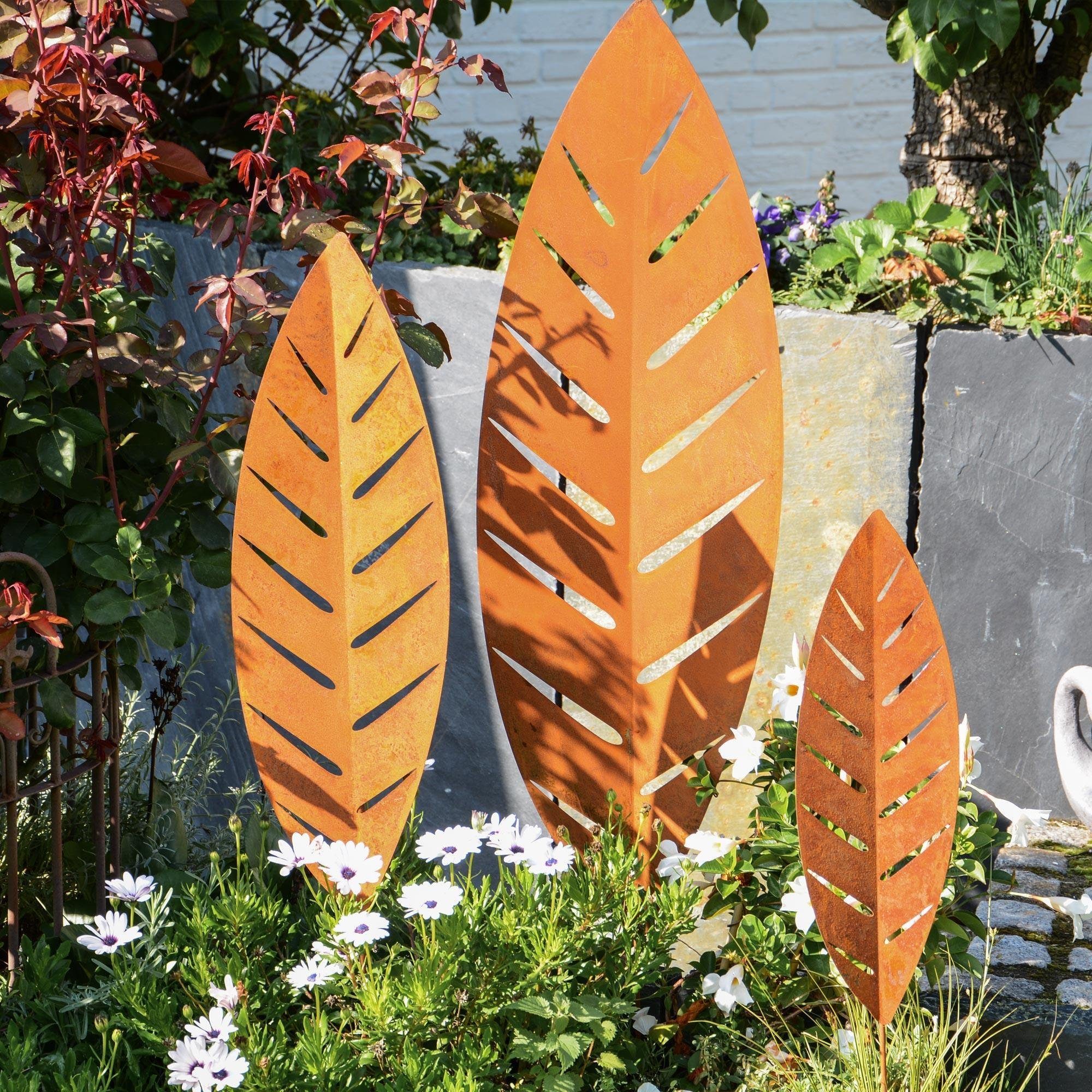 UNUS GARDEN Gartenstecker Roststecker Palmblätter 3er Set