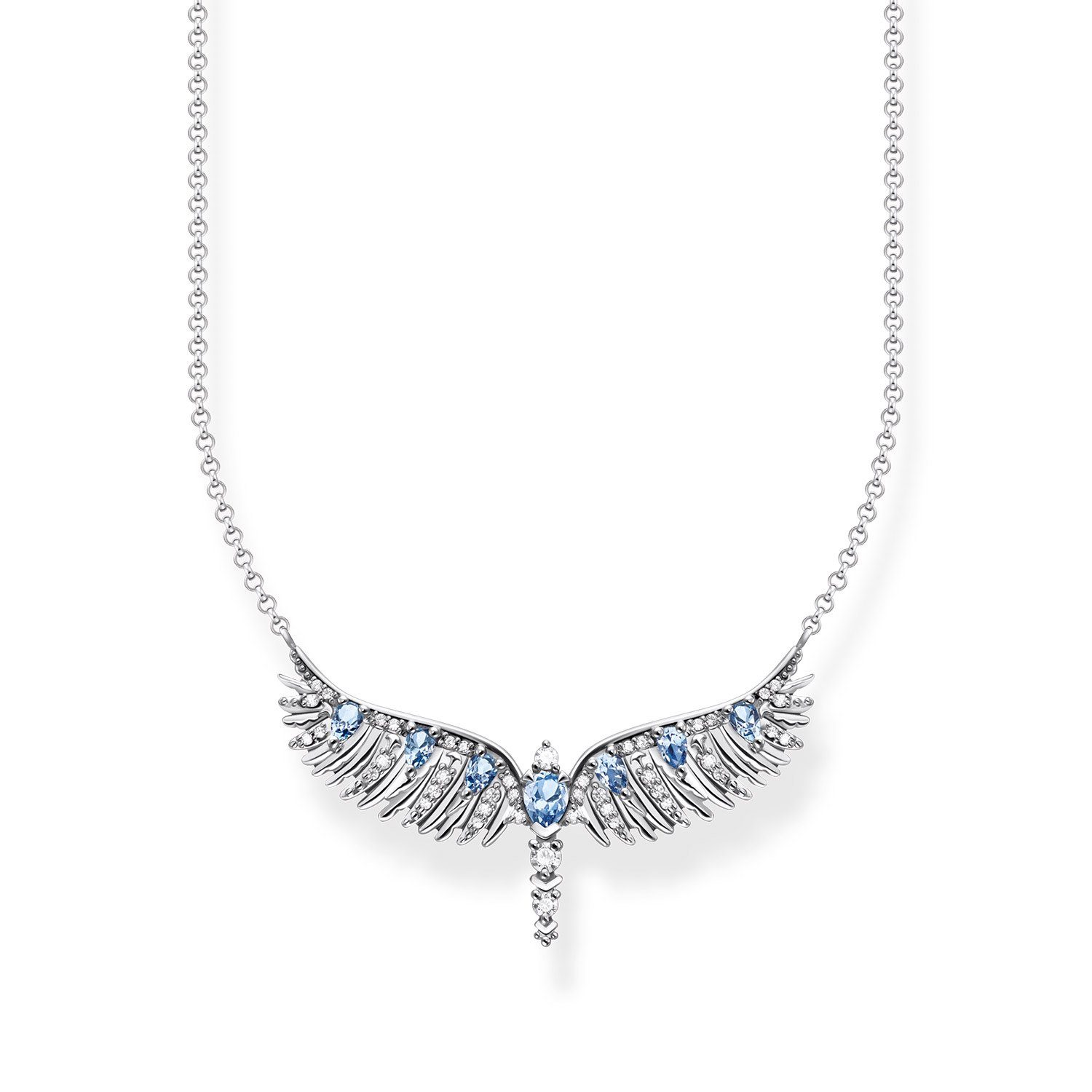 THOMAS SABO Silberkette »Kette Phönix-Flügel mit blauen Steinen silber«