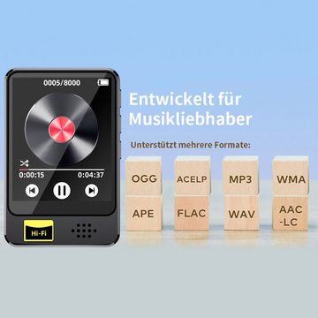 yozhiqu MP3/MP4-Player mit Bluetooth 5.2, 1,8-Zoll-Touchscreen MP4-Player (integrierten HD-Lautsprechern, 3,5-mm-Kopfhörer, E-Book, FM-Radio)
