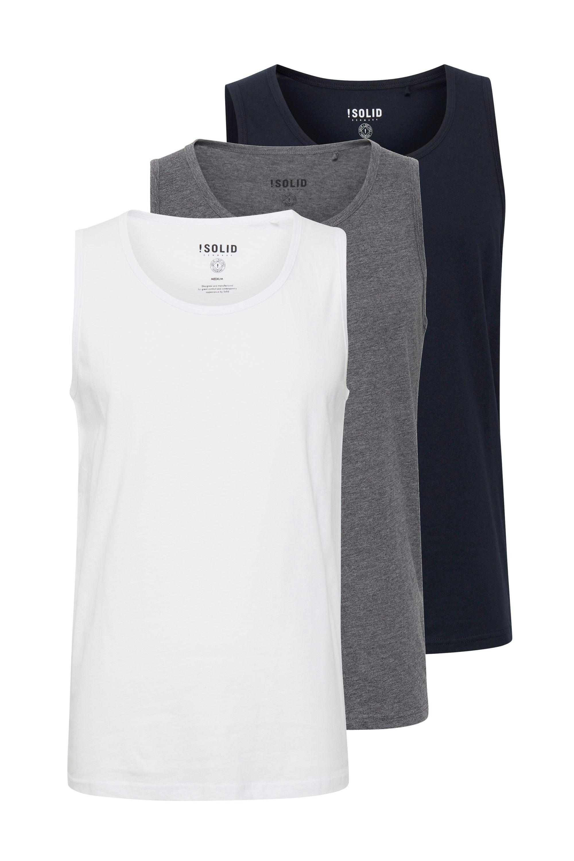 Solid Tanktop im Shirt Ärmelloses SDCasal 3er-Pack