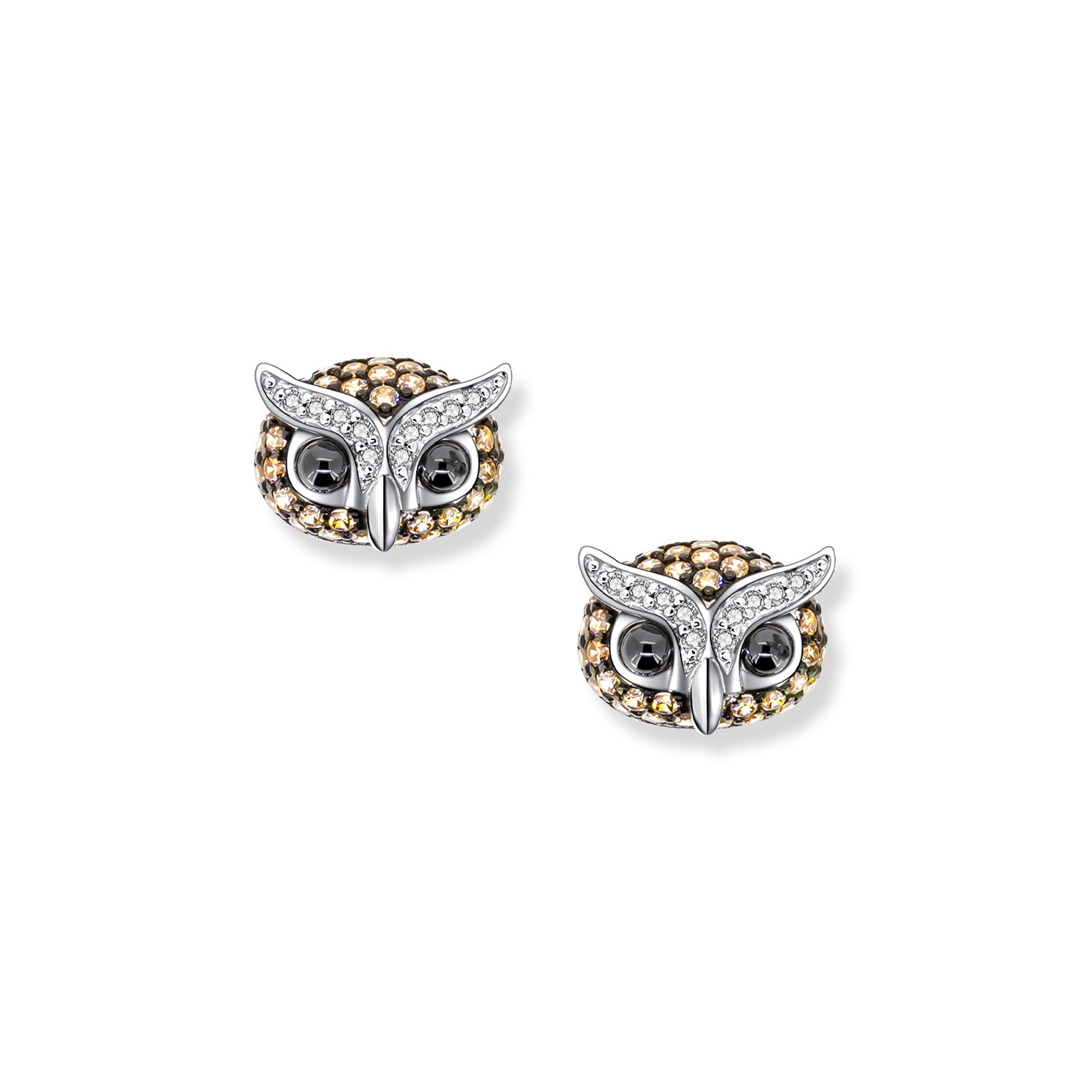 Seinerzeit FLORA & FAUNA Paar Серьги-гвоздики Lucas Eulen Серьги, Material: 925 Sterling Silber, rhodiniert, geschwärzt