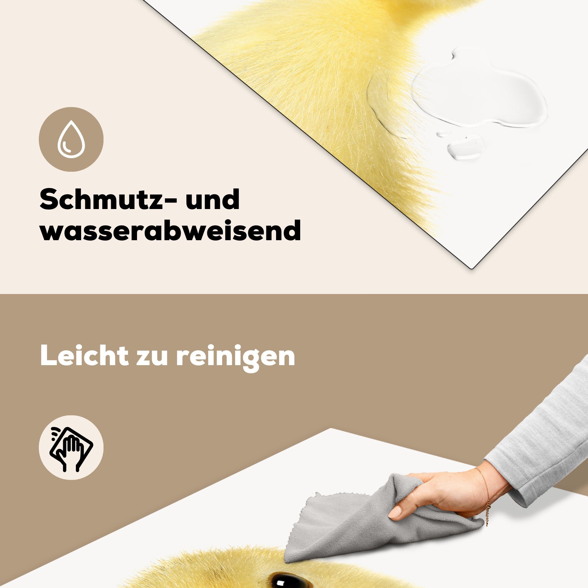 Ceranfeldabdeckung, Vinyl, 78x78 für Gelb, Ente (1 Tiere MuchoWow - küche Herdblende-/Abdeckplatte Arbeitsplatte - cm, tlg),